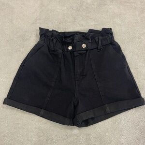 Women's Black Paper Bag Shorts Size Medium